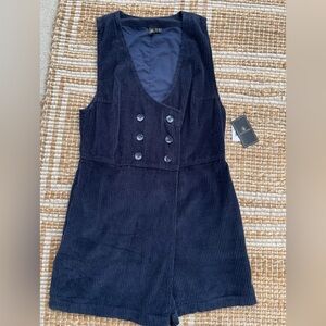 Volcom Navy Corduroy Romper Women’s M NWT Double Breasted V-Neck Playsuit